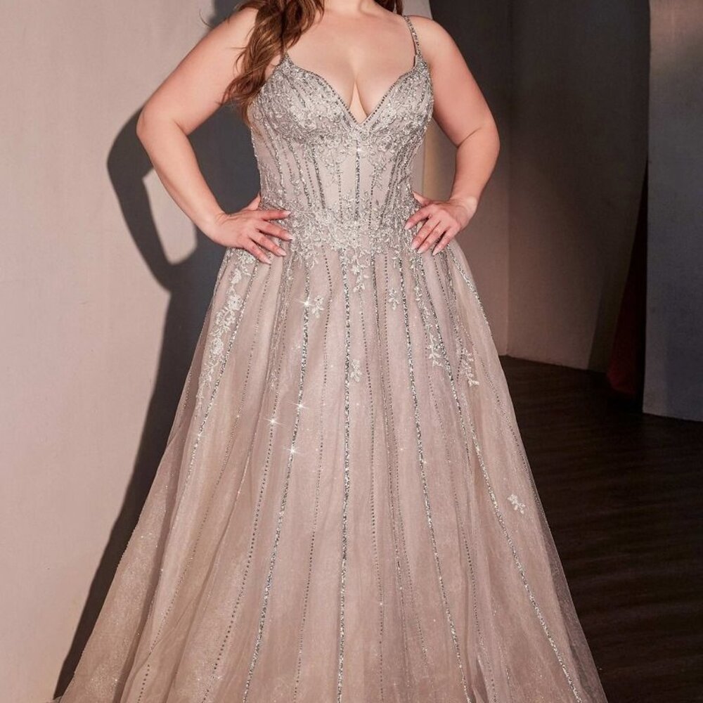 Plus size silver formal dress.Prom military ball gala evening new long gown